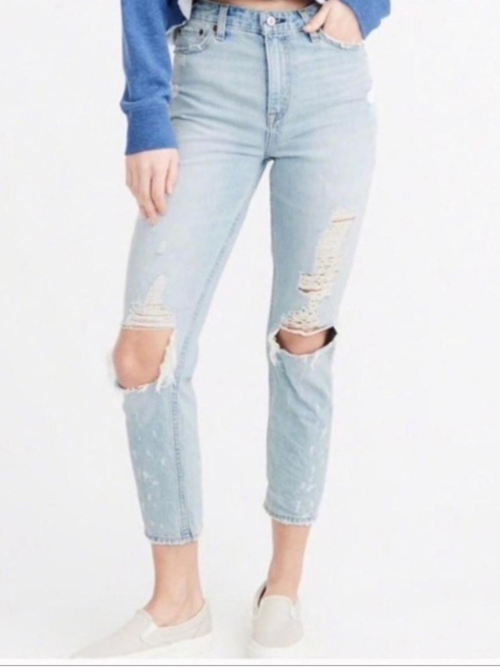 Abercrombie & Fitch Light Blue Distressed Ankle Jeans